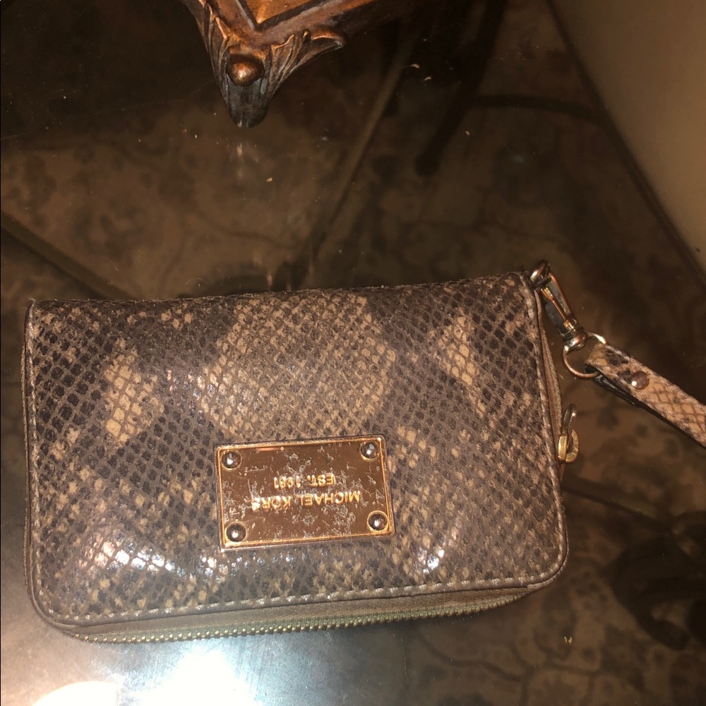 Michael Kors Python Pattern Wristlet In Black And… - image 3